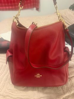 COACH red leather handbag