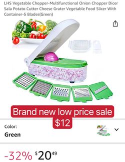 LHS Vegetable Chopper-Multifunctional Onion Chopper Dicer Sala Potato  Cutter Cheese Grater Vegetable Food Slicer With Container-5 Blades for Sale  in Rosemead, CA - OfferUp