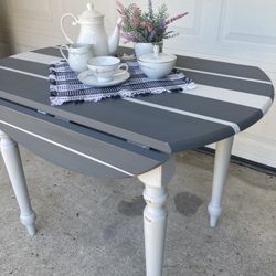 Drop Leaf Grey Stripes Doing Table Small Space Perfect 