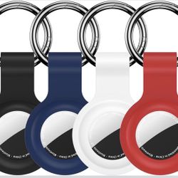 AirTag Holder Case Keychain 4 Pack [NEW],Silicone for Air Tags Key Chain Ring Case Cover for Air Tag Holder GPS Tracker Item Air Tags Finders Accessor