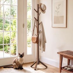 Wood Rack Stand with Hooks for Coat Hat Belt Bag Size 69" Tall New Condition