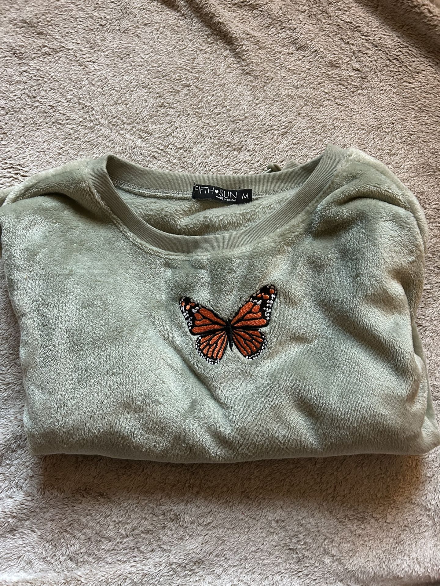 Fifth Sun Green Butterfly Sweater