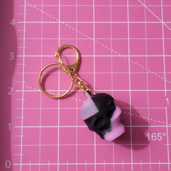 3ml Pink/Black Silicone Skull Storage Container Keychain