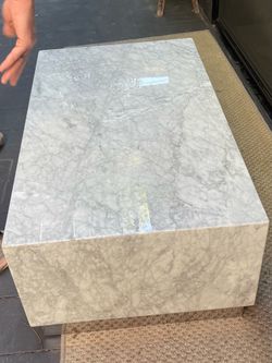Italian marble coffee table with stainless steel base