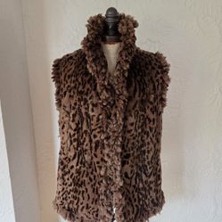 Rabbit Fur Vest Animal Print, Reversible, Size S NO OFFERS