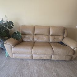 Couch, Leather, Electric Reclining Both Ends 