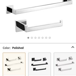 TURS Chrome Bathroom Accessories 4-Pieces Bathroom Hardware Set Square Towel Bar Set Stainless Steel Towel Holder Set