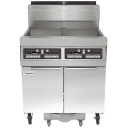 Frymaster SCFHD250G 100 lb. 2 Unit Natural Gas Floor Fryer System with Thermatron Controls and Filtration System - 200,000 BTU