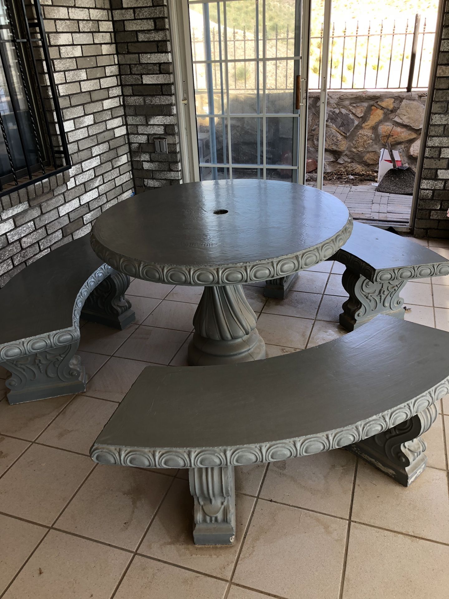 Beautiful Painted Weather Proofed Cement Patio Set from the Cement Barn