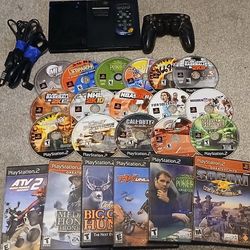 PLAYSTATION 2 PS2 Slim Console bundle w/ 22 Games, DVD Remote, Wireless Controller
Console has been tested and works great. 