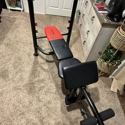 Exercise Bench w/ Bar And Weights