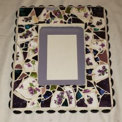 Handmade Jeweled Photo Frame made with Mosaic and Porcelain China pieces
