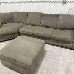 Cuddle Corner 4pc Sectional Sofa Couch - Storage Ottoman - Ashley - Cleaned - Delivery Available 