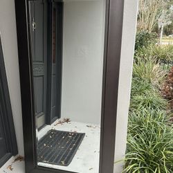 Large 33.5” x 67” Full-Length Mirror – Charcoal/Brown Frame