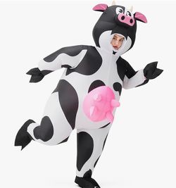 Deluxe Cow inflatable costume set includes 1 full body cow inflatable suit, 1 inflatable tool. The full-body inflatable cow costume delivers an absurd