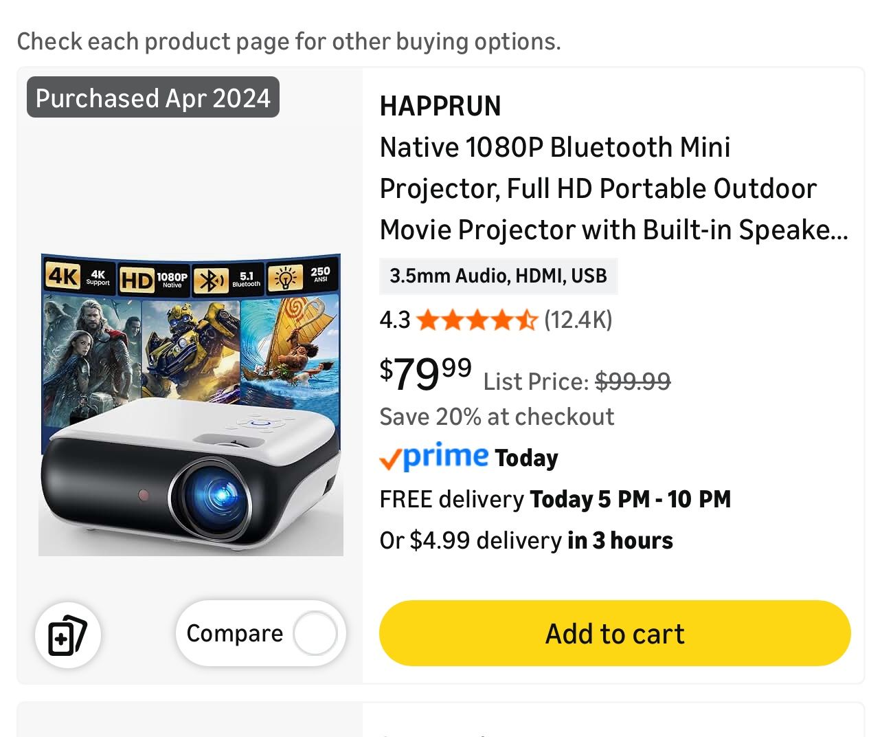 Home Theater Projector LED