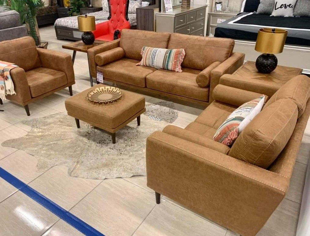 
♡ASK DISCOUNT COUPON💬 sofa Couch Loveseat  Sectional sleeper recliner daybed futon ÷drlw Caramel Living Room Set 