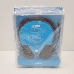 Black Logitech H390 USB Computer Headset With Noise-Canceling Mic Brand New!
