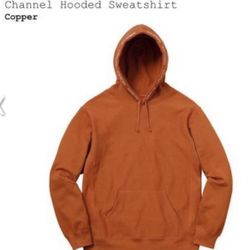 SUPREME CHANNEL HOODED SWEATSHIRT (2018) - COPPER - MEDIUM - NEW