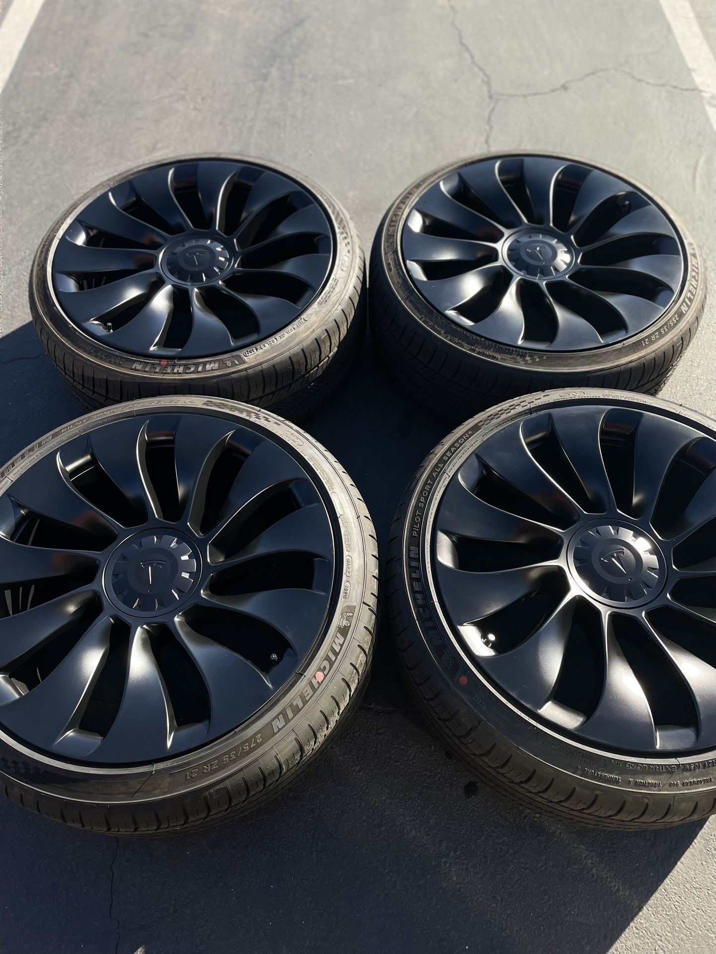 21” Oem Tesla Model Y Factory Wheels 21 Inch Satin Black Rims Tesla Y New