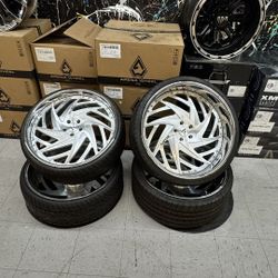 Artis 24s Stagger 5x120 Chevy Cutlass Skylar WITH MATCHING STEERING WHEEL