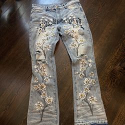 Stacked Denim Flare Jeans