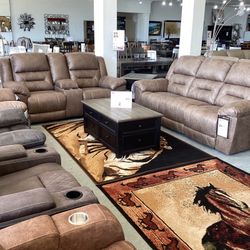 Stoneland Power Reclining Sofa and Loveseat Set