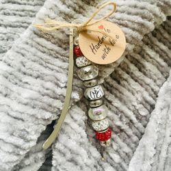 Handmade Beaded Bookmark, Love Theme, Valentine’s Day Gift