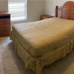 3 PIECE BEDROOM SET - HEADBOARD FRAME, SMALL DRESSER NIGHTSTAND