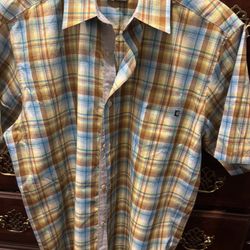 Marmot For Life Shirt Mens Large Yellow Blue Plaid Lightweight Pocket Preppy.  