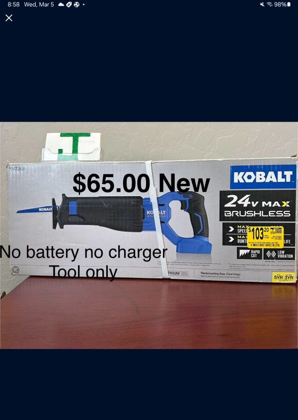 Reciprocate Saw New $65.00 Brushless No Battery No Charger