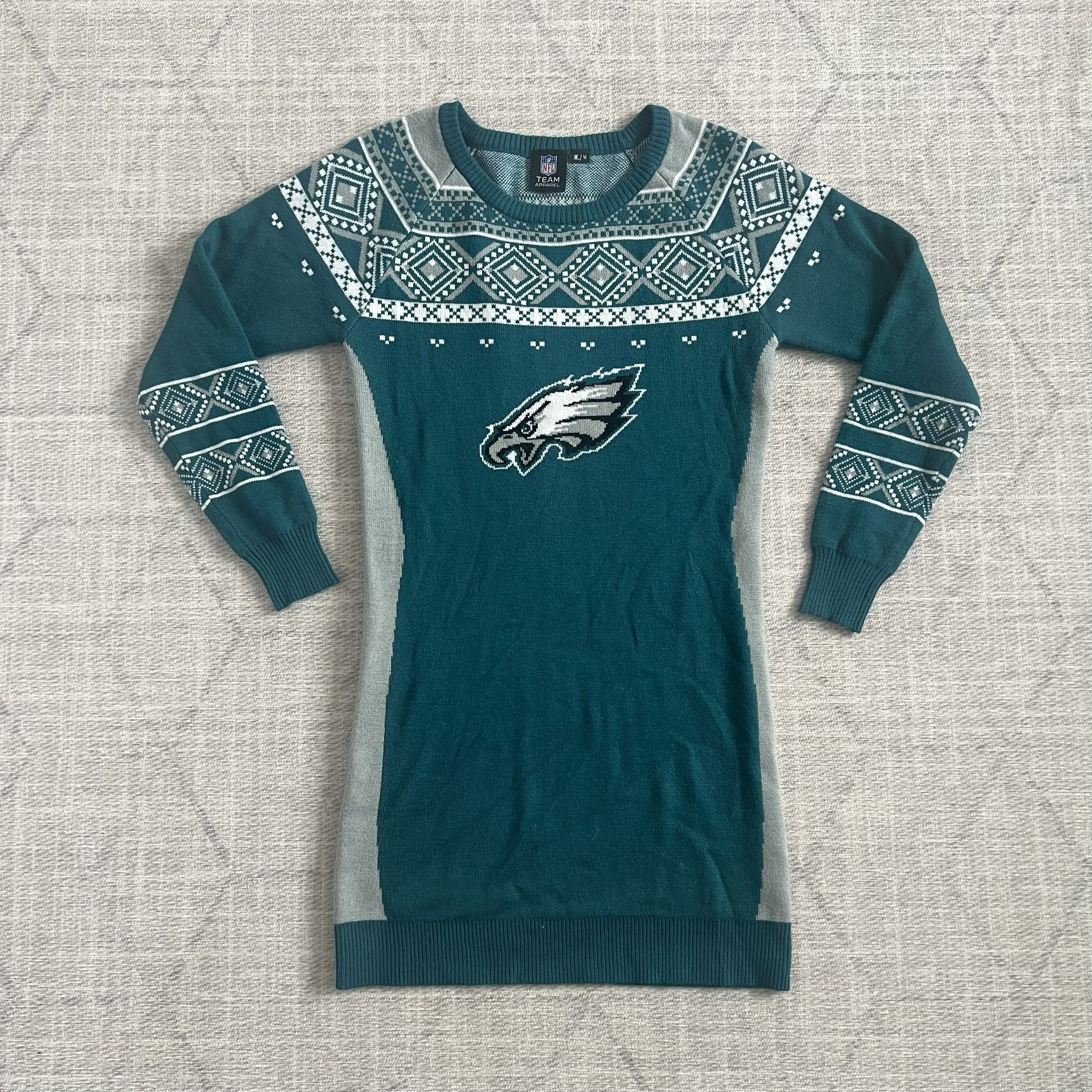 NFL Team Apparel Women’s NFL Philadelphia Eagles Green Winter Sweater Dress