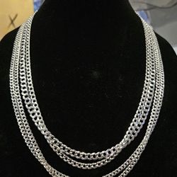 925 Flat Curb Cuban Links Plata 