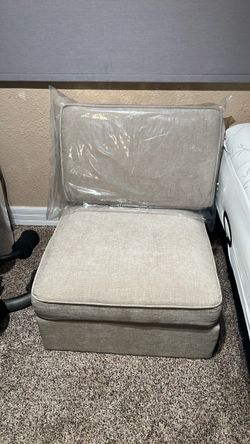 Armless Accent Chair Beige Fabric