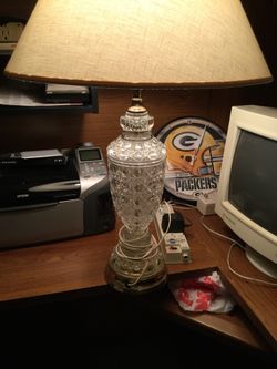 Crystal lamp with Crystal and brass bass. Green Bay Wisconsin.