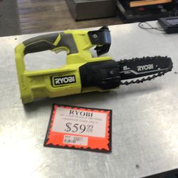 1003 Ryobi P5452 18v Lithium Ion 8” Pruning Chainsaw (Tool Only) 536306