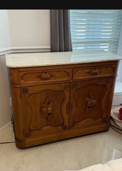 Chestnut buffet marble top