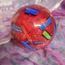 Vintage Art Deco Paperweight Red Blue Green Gold Sparkles