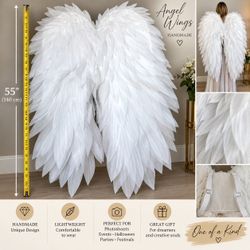 Handmade White Angel Wings Costume 55"