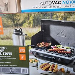 
Ozark Trail Estufa y Parrilla Portátil 2 en 1 de Propano Negro con 2 Quemadores