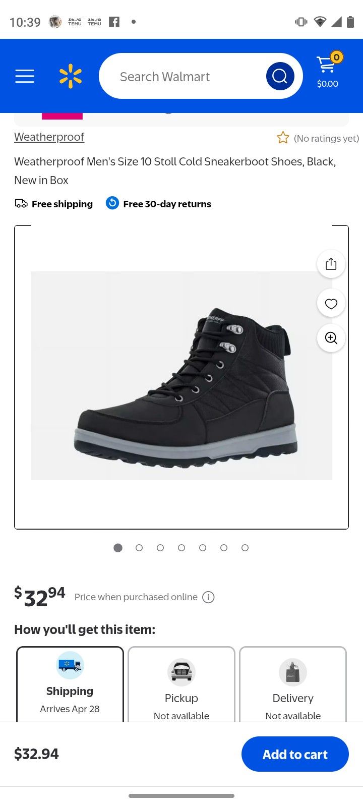 Weather Proof Men's High Top Sneakers