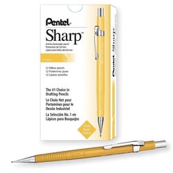Box Of 12 New Never Used Pentel Sharp Automatic Pencil, 0.9mm Lead Size, Yellow Barrel