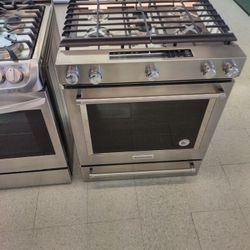 KITCHEN AID DUAL FUEL SLIDE IN STOVE OPEN BOX ITEM C4