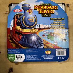 IDEAL Mexican Train Game Dominos Electronic Sound 3D Hub Metal Storage Tin 2015