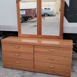 Vintage Solid wood dresser 68" w 18" d 32"h