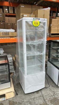 Open box!  Polarman RT-235L-3 22″ 4-Sided White Glass Refrigerated Display Case
