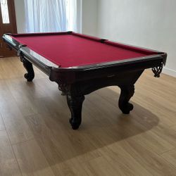 Pool Table And Stick Wall Rack  In Excellent Condition 