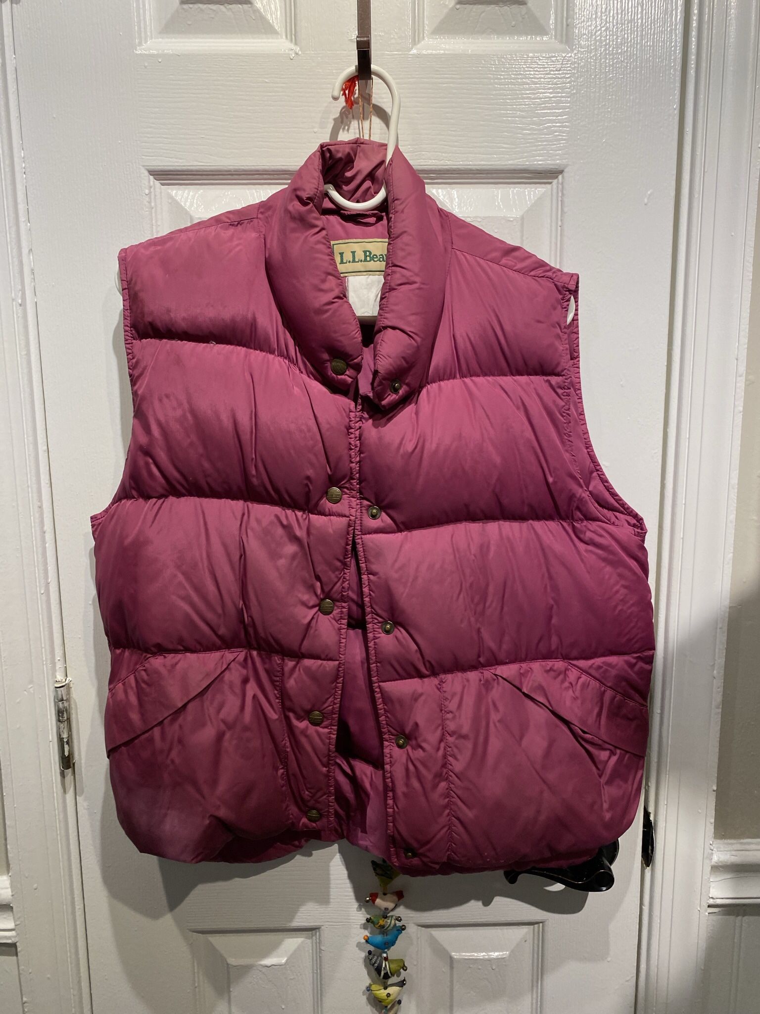 Ladies Size Medium LL Bean Fuchsia Puffer Goose Down Vest