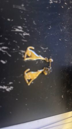 Gold-Tone Cat Shape Earrings