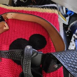 Security Belt With Gun Hand Cuff Peoper Spray Holders